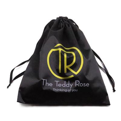 China Recyclable Satin Drawstring Dust Bag Recyclable Soft Bag For Handbags With High Quality For Gold Cosmetic Custom Logo for sale