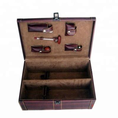 China Handmade Delicate Wholesale Leather Wine Bottle Box Netting for sale