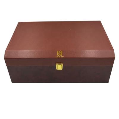 China New Design Half Leather Handmade Wooden Perfume Gift Box Arabic Market for sale