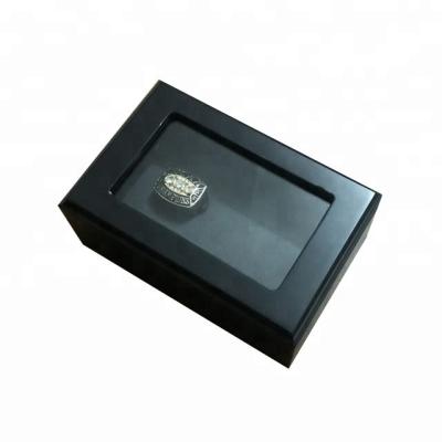 China Cheap Handmade To Custom Design Wooden Championship Ring Packaging Box With Glass Top for sale