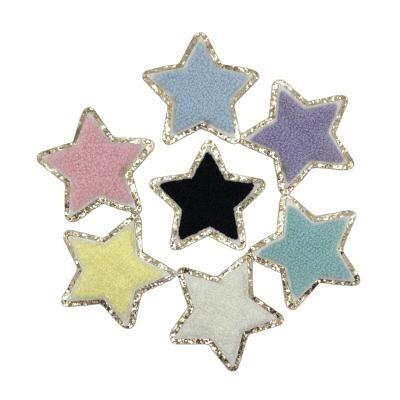 China New Viable Glitter Star Custom Iron On Chenille Embroidery Patch for sale