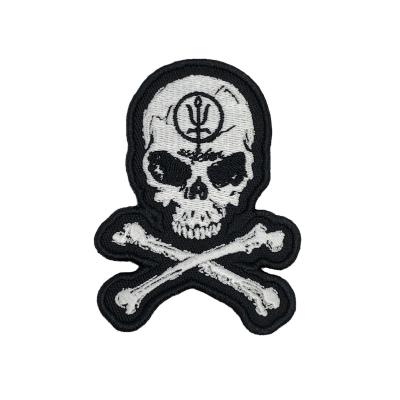 China Viable Custom Personalized Skull Embroidery Embroidered Iron On Skull Wing Patch for sale