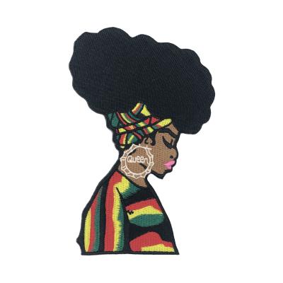 China Viable Custom Black Girl Embroidery Queen Patch for sale