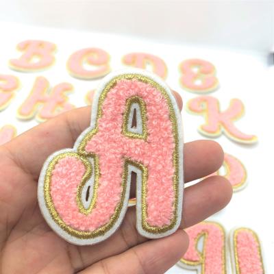 China Custom Viable Greek Alphabet Chenille Letter Embroidery Patches for sale