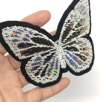 China Custom Made High Quality Reversible Butterfly Sequin Patch Viable For Apparel for sale