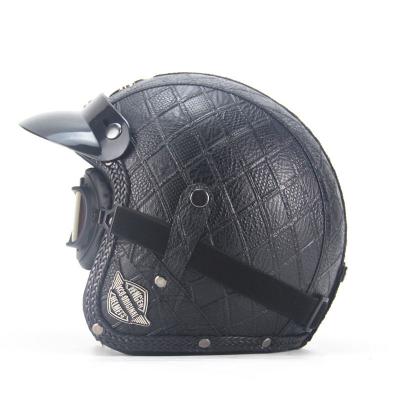 China For All Seasons Retro PU Casco High Quality Leather Motorcycle With Goggles for sale