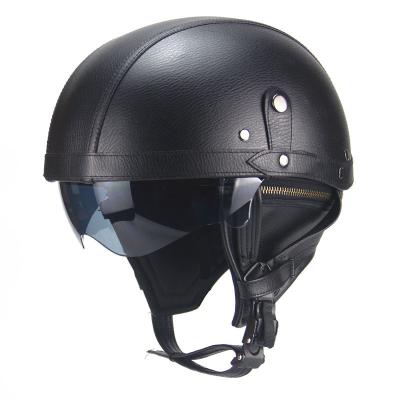 China For All Seasons Free Size PU Motorcycle Unisex Leather Helmet For All Seasons for sale