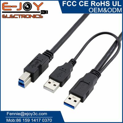 China Camera USB Y Cable 1 Male 2 Male 2 USB 3.0 Printer Cables With Power Supply for sale