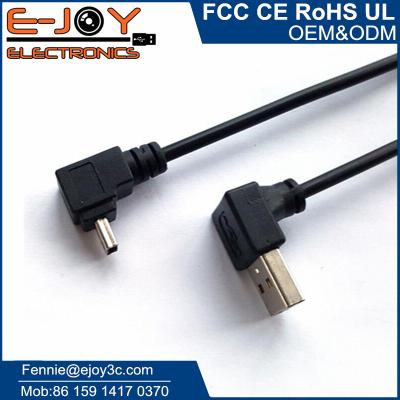 China OEM 90 degree angled male end for narrow space Mini B 28awg/1p 24awg/2c usb cable for charging and data transfer for sale