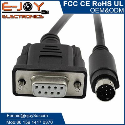 China Full Molded DB9P To 8P Mini Din RS232 Cable For PLC DVP-EH for sale