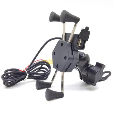 China Universal Waterproof Motorcycle 12v Mobile Phone Holder With USB Charger 5v 2a for sale