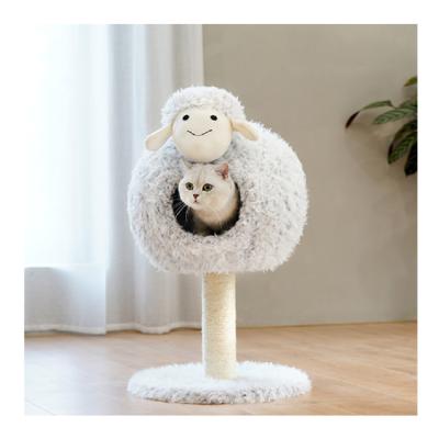 China Viable Cheap Price Plush Sheep Short Design Cat Tree Cat Tower for sale