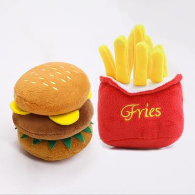 China Viable Cute Cat Dog Plush Sounding Toys Pet Products Toys Pet Products Cat Toys French Fries Burger for sale