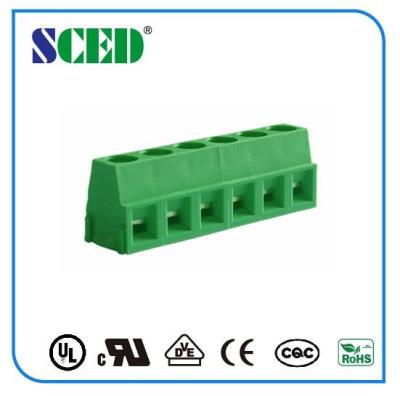 China Lance o tipo passo do parafuso de 5.08mm do plástico 300V 10A 5.08mm do verde do bloco terminal à venda