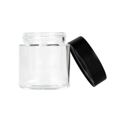 China Clear Glass Weed Jar Airtight Child Resistant Screw Lids For Dry Food Storage for sale