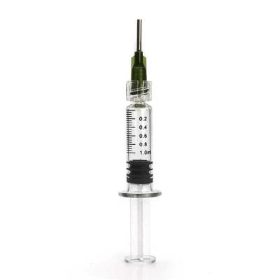 China Glass Syringe Luer Lock 1mL canabiss CBD Concentrate Syringes With Blunt Needles for sale