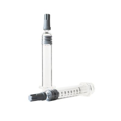 China 2.25 Ml CBD Oil Luer Lock Glass Syringe With Plastic Plunger for sale