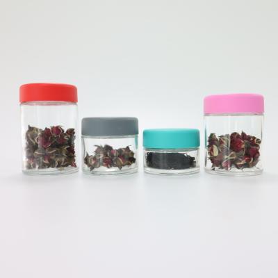 China Transparent Childproof Glass Jars with Screw Lids for Airtight Weed Storage for sale