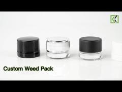 Clear / Black Custom Weed Pack Wax Jars Glass Child Proof With Bamboo Lid