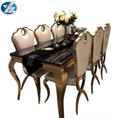 China Wholesale Adjustable (Height) Modern Style Stainless Steel Dining Table Set for Hotel and Wedding for sale