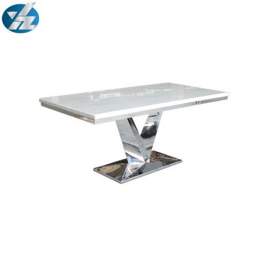 China Modern Home Furniture Modern Used Glass Stainless Steel Metal Living Dining Table for sale