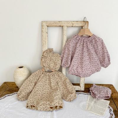 China 100% Cotton Autumn 2022 Baby And Child Baby Flower Long Sleeve Triangle Baby Romper Set Suit for sale