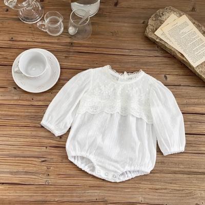 China 100% Cotton Autumn 2022 New Baby And Child Lacy Cut Flower Long-Sleeved Onesie  Baby Bubble Romper Sweatshirt for sale