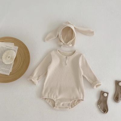 China 100% Cotton Autumn Kid Cloth Baby  Round Neck Long Sleeve Jumpsuit Knitted Baby Rompers for sale