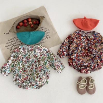 China 100% Cotton Bohemian Print Infant Girl New Born Romper Clothing Sets Long Sleeve Cotton  Baby Girl Bodysuit Newborn Jumpsuit for sale