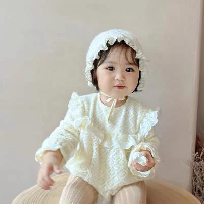 China 100% Cotton Autumn Organic Baby Romper Baby Girl Lace Lace Long Sleeve Baby Bamboo Romper for sale