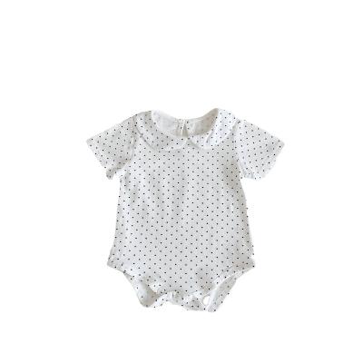 China 100% Cotton New Baby Summer Romper Baby Dot Its Base Doll Collar Jumpsuit  soft  Baby Rompers for sale