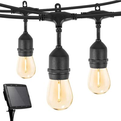 China Garden Amazon Waterproof Hot Sale S14 Led Bulbs 15 Sockets Outdoor Solar Hanging String Lights for sale