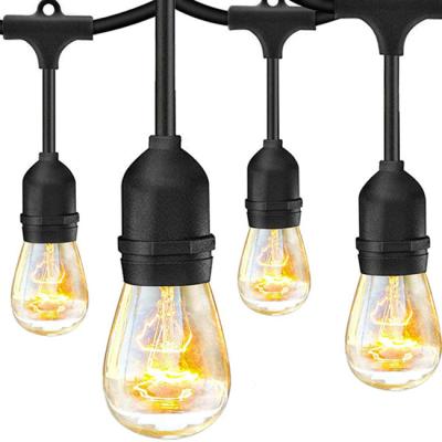 China Retro Amazon 45FT Hanging 15 S14 Edison Bulbs String Lights Solar Power Patio Twinkle Waterproof Led Lights Outdoor String Lights for sale