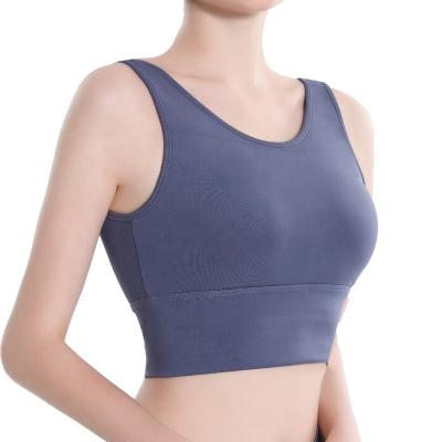 China Gray Lake Blue Zhejiang Ladies Yoga Bra Breathable Back Tank Bra Long Cross for sale