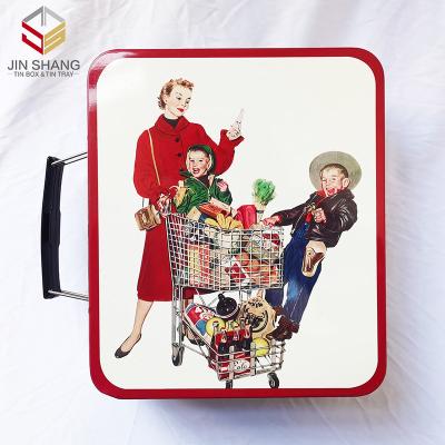 China Retro Recyclable FACTORY Custom Lunch Tin Boxes For Kids 20cm*17cm*7.5cm for sale