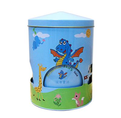 China Eco-Freindly hot! New Creative Luxury Gift Metal Tin Canister Music Box With Window For Kids Lovely Biscuit 14.5cm*20cm for sale