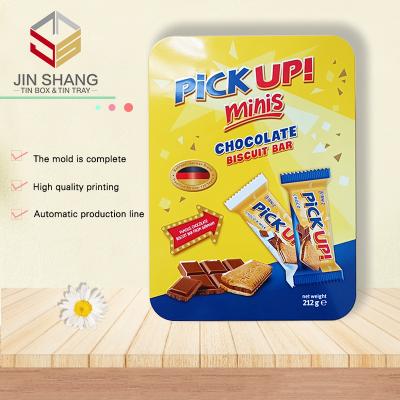 China Food Grade Vietnam Rectangle Gold Metal Tin Box For Biscuits Chocolate Recyclable Packaging for sale