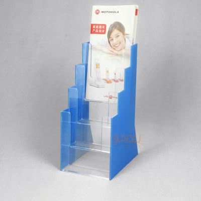 China OEM Clear Plasitc Acrylic Brochure Holders Floor Display Stands Trapezoid for sale