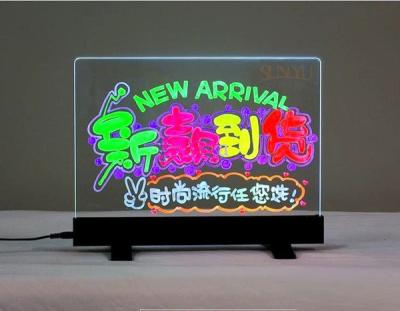 China Tabletop Sign Holders Acrylic Advertising Display With Colorful Led Display for sale