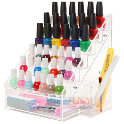 China 6 Tiers Acrylic Nail Polish Stand Shelving Customized Transparent 200Pcs for sale