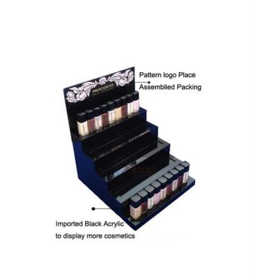 China Multi - Layer Acrylic Nail Polish Display Stand Gloss Black Assemblied for sale