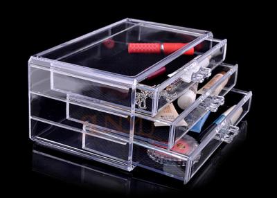 China Injection 3 Tiers Acrylic Makeup Display Stand , Plastic Organizer Drawers for sale