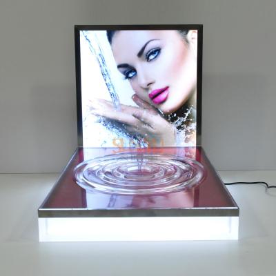 China LED Luminous Acrylic Counter Display Stands Striped Surface For Beauty Products for sale