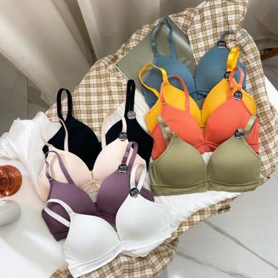 China 2021 Sexy Seamless Women A B Cup Comfort Push Up Gather 32 Size Solid Color Radio Maiden Cup Bra Small for sale