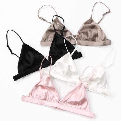 China Custom QUICK DRY seamless women's ice satin ladies triangle cup bra sexy girls bra for sale