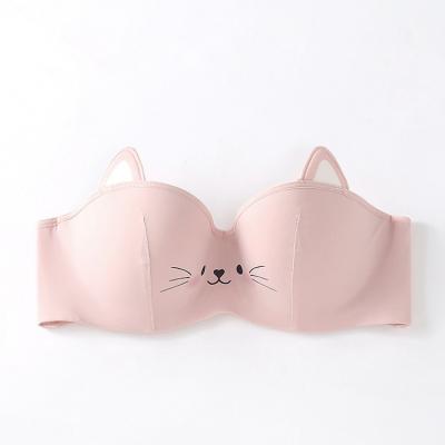 China OEM Style Logo Pink Lovely Detachable Underwire Breathable Custom Women's Bra Push Up Bra For Ladies for sale