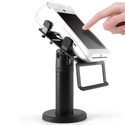 China Mobile Retail Store Black Cell Phone Display Holder Stand With Clamp POS Machine Display Holder Metal Anti-theft Bracket for sale