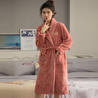 China Wholesale Warm Soft Coral Plush Robes TERRY Towel Bathrobe QUICK DRY Fleece Women Pajamas Women's Bathrobe for sale