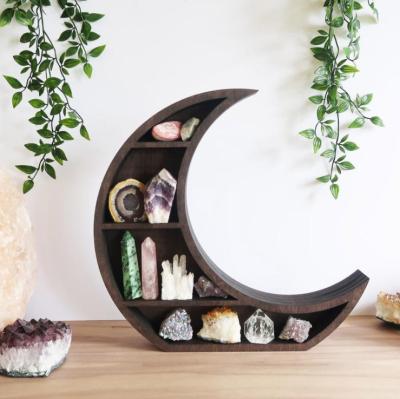 China Viable Crescent Moon Wooden Shelf Display for Rustic Home Decor for sale