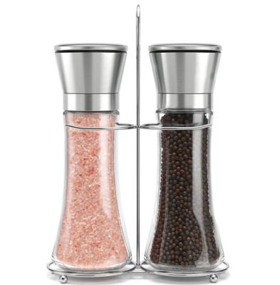 China Original Viable Stainless Steel Salt and Pepper Grinder Set With Stand for sale